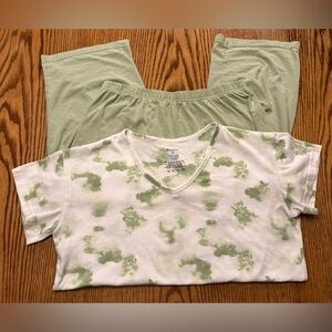 Green Tie-Dye Pajama Set